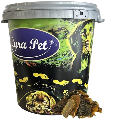 Lyra Pet® 5 kg Rinderpansen klein getrocknet in 30 L Tonne Kausnack Hunde | Naturbelassener Kausnack – Proteinhaltiges Leckerli – Nährstoffreich – Gut verträglich – Fördert den Kauspaß