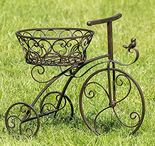Moritz Pflanzfahrrad 47 cm antik braun – Blumentopfhalter Metall Gartendeko | Nostalgie-Hochrad im Vintage-Look, hält einen Blumentopf, für Terrasse, Balkon und Eingang, drinnen wie draußen