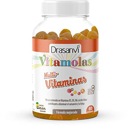 DRASANVI VITAMOLAS MULTIVITAMINAS - Vitamina C, B12, E, D3, B3, B5, B6 + Zinc + Biotina - SIN azúcares - VEGANO - SIN GLUTEN - 60 gominolas