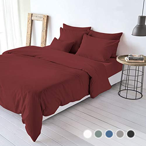 BLUE MOON Ropa de cama ecológica con aspecto moderno de lino aspecto lavado a la piedra, fundas para edredones y almohadas, 100% algodón orgánico, suave y transpirable, fácil de limpiar, 135 x 200 +