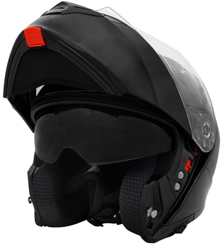 Zorax ZOR-838 Double Visor Flip up Helmet - Black L (59-60cm) | Modular Front Helmet Motorcycle Motorbike ECE 2206 Approved