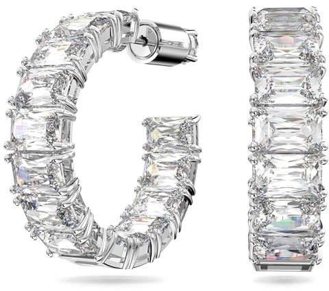 Swarovski Millenia Hoop Örhängen, Octagon Cut Crystals i en Rhodiumpläterad miljö, från Millenia Collection