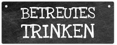 Betreutes Trinken Metallschild das perfekte Türschild für die Jungesellenbude Türe Tür-Schild lustig Aluminiumschild Wohnung Deko Durcheinander Seelentröster Fusel Schädelspalter