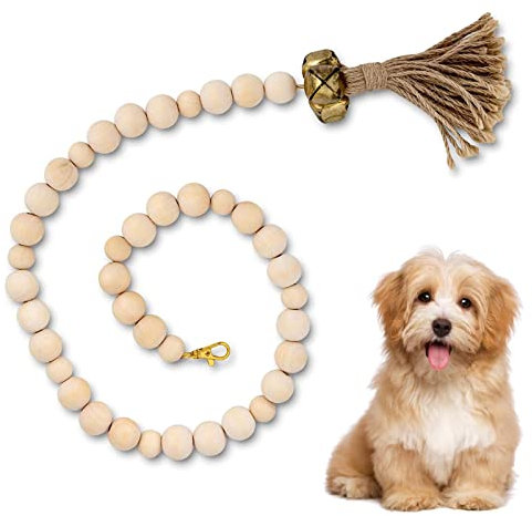 Abbto Campanelli per cani – campane di addestramento per cani, campane da cucciolo per pulsante di porta, campanello interattivo per animali da compagnia, perline in legno/campane di corda tessute