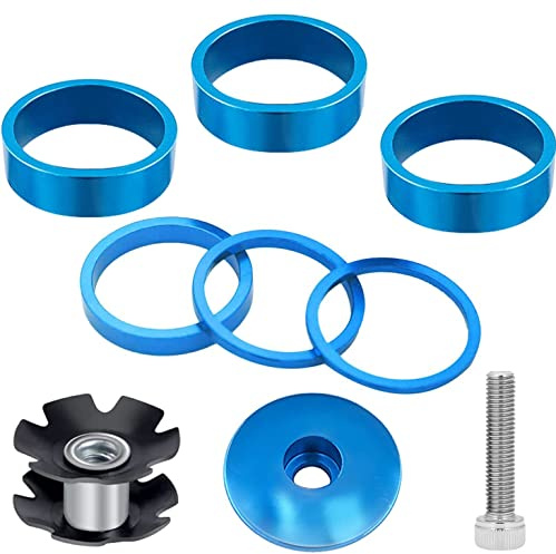 Fahrrad Headset Spacer Vorbau Spacer 1/8 Zoll 6Stk Fahrrad Abstandshalter Aluminiumlegierung Fahrradschaft Gewindelose für die meisten Fahrräder Schwarz