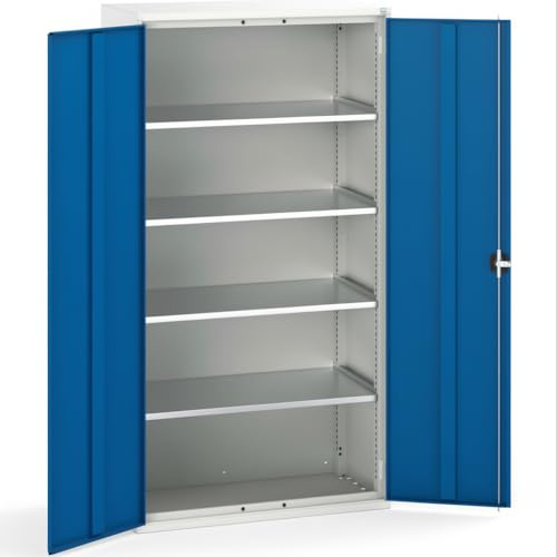 Horison Industries Garage Storage Cabinet 2000x1050x550mm 2 Doors 5 Shelves, Metal Lockable Cabinet, Metal Cupboard with Doors, Office Storage Cabinets with Lock for Utility Room, Heavy Duty Cupboards