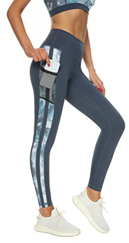 Buepeara Leggings de sport pour femmes avec poches, taille haute, pantalon de sport, collants, pantalon de course, pantalon de fitness, pantalon de yoga, S