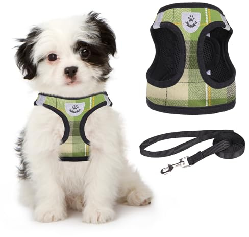 KOOLTAIL Arnés de Malla Suave a Cuadros para Cachorros, Juego de arnés y Correa para Perros pequeños, arnés Ajustable y cómodo con diseño Reflectante para Cachorros y Perros de Razas pequeñas, para