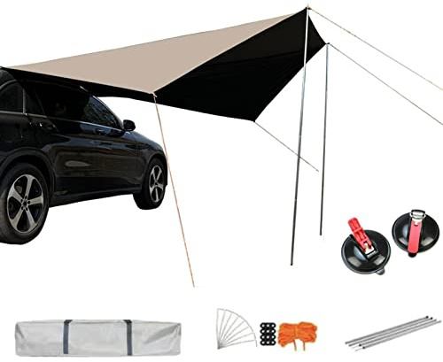 Kasmole Auto Markise - wasserdichte Automarkise Sonnenschutz - Geeignet für Camping-Reisen im Freien, tragbares wasserdichtes Dachzelt, Schrägheck-Überdachung für SUV-Minivan