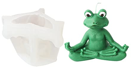 Xidmold 3D Yoga Frosch Silikonform Kerzenform Seifenform Frosch Silikon Formen Tier Backform für Tortendeko, Schokolade, Seife, Sojawachs Kerzen, Handwerk (Frosch)