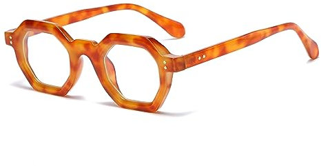 LJCZKA Occhiali Luce Blu Piccoli Donna Uomo, Montature Occhiali da Vista Ottagono Occhiali da Lettura Antiriflesso per Gaming Reading Computer