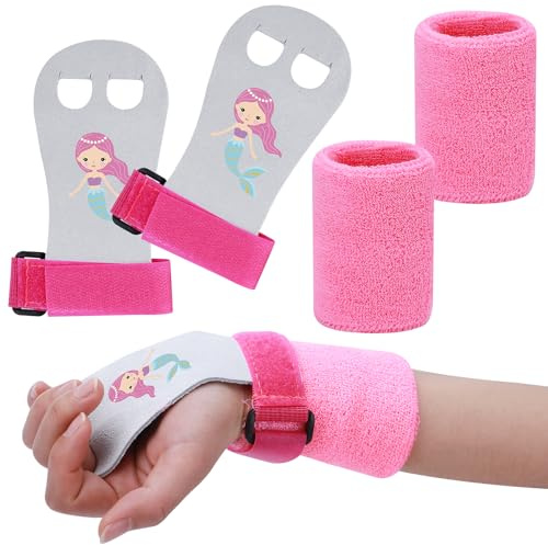 Abeillo Gymnastik Handgriffe Armbänder Set für Mädchen Jungen Bedruckte Meerjungfrau Gymnastik Griffe (M, Rosa)