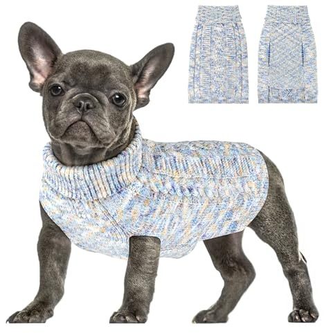 SlowTon Hundepullover kleine Hunde, Hundepullover Rollkragen Haustier Pullover Hund Kleidung für kleine mittelgroße Hunde, Winter Hundepulli Strickpullover mit Leinenöffnung für Dackel