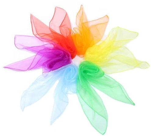 Whakano 6 Stück Square Jongliertücher Seidentücher Chiffontücher,Performance Tanztücher,Gymnastiktücher Jonglier Tücher Schals für Tanzen,Jonglieren,Sensorisches,Tanztücher,45cm,Mischfarbe A