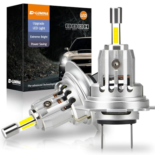 D-Lumina 360° H7 Led Headlight Bulb,100W 16000LM LED Lamp for 12V Car 6500K White,500% Super Bright Headlights Kit Replacement for Halogen