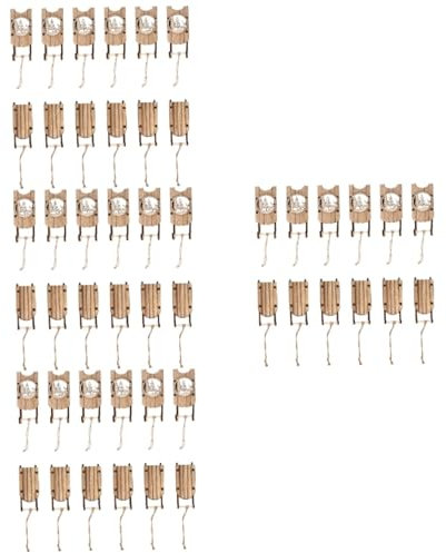 SEWACC 48 Stk Holzschlitten Ornament weihnachtsschlitten wanddekoration Weihnachtsschlittenausschnitt weihnachtsdeko weihnachtsbasteln Christbaumschmuck kleine Holzschlittenverzierungen