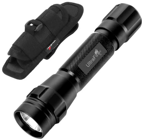 UltraFire LED Taschenlampe mit Holster, 1000 Lumen Single Modus Taktische Taschenlampe, Wasserdichte Kleine Taschenlampe für Camping, Notfälle, Outdoor, T1