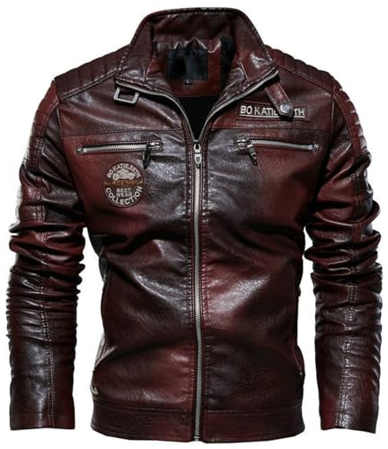 SHAIYOU Chaqueta Bomber Moto Piel Sintética PU para Hombre, Forro Terciopelo Motociclista Invierno para Hombre, para Montar En Motocicleta, Fiestas Disfraces, Salidas, Viajes, Etc