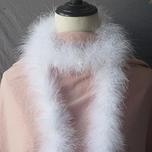 Anevous Federboa Länge ca. 2m, Einfarbig Feder Boa Federstola Federschal Kostüm-Accessoire, Federstreifen Hochzeit Dekorationen für 20er Jahre, Karneval, Halloween, Mottoparty Tee Party,Weiß