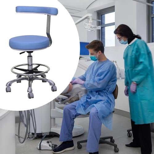 Sattelhocker mit Rückenstütze, höhenverstellbar - Mobiler Drehstuhl für Medizin/Zahnarzt/Tattoo/Bar/Wimpern/Nail Tech Profis