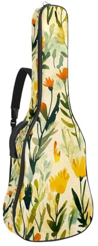 Tasche für Bassgitarre mit gelbem Aquarellfeld 48, Tasche für Akustikgitarre, 101,6 cm (40 Zoll) E-Gitarrenkoffer, wasserdicht, Oxford-Gitarren-Gigbag für akustische Konzertgitarre, Ukulele,