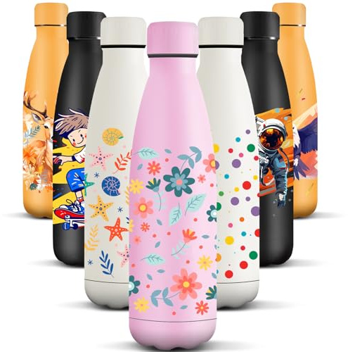 HoneyHolly Edelstahl Trinkflasche, 500ml BPA-frei, Thermosflasche, Isolierflasche Doppelwandige, Wasserflasche, Auslaufsicher, 18/8 Edelstahl, Thermoskanne für Sport, Camping, Schule