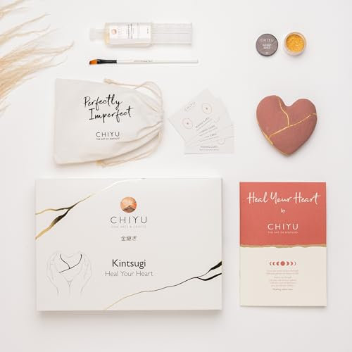 CHIYU Kintsugi kit - Heal Your Heart - Gold Kleber - Inklusive Keramik Herz - Geschenkbox - Kintsugi Reparatur Kit - Erröten
