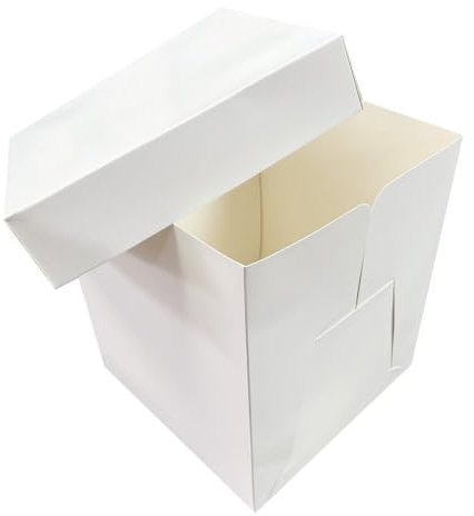 LARRYROO Tall White Cake Box Extra Deep, Ideal for High Celebration, Wedding, Birthday Cakes - 14 x 14 x 12 (1)