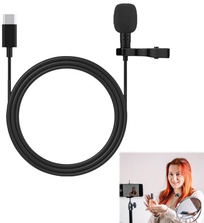 Microfono Lavalier di Tipo C, Microfono Lavalier Professionale Cablato, Microfono Lavalier, Microfono Lavalier Omnidirezionale, Microfono da Bavero Professionale Omnidirezionale Con Clip