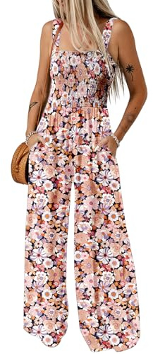 Dokotoo Tuta Donna Estiva Floreale Salopette Elegante Cerimonia Completo Cerimonia Larga Pantaloni Senza Maniche Tailleur Lungo Jumpsuit