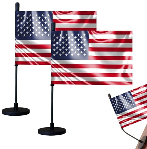 Bagetu National Car Hood Flag Countries Car Flag with Magnetic Base and Flexible Pole for Truck Boat Vehicle (United States)