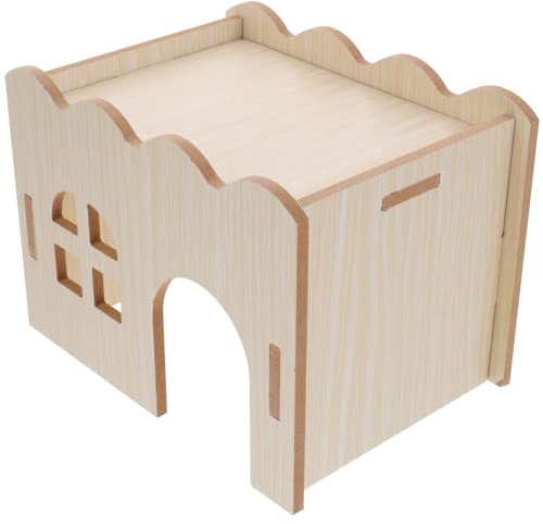 TOGEVAL Cachette pour Cochons D’Inde en Bois, Maison Ondulée Multifonction | Cochons D’inde et Petits Animaux, Usage Toute L’année, Décor D’habitat, Accessoire de Cage