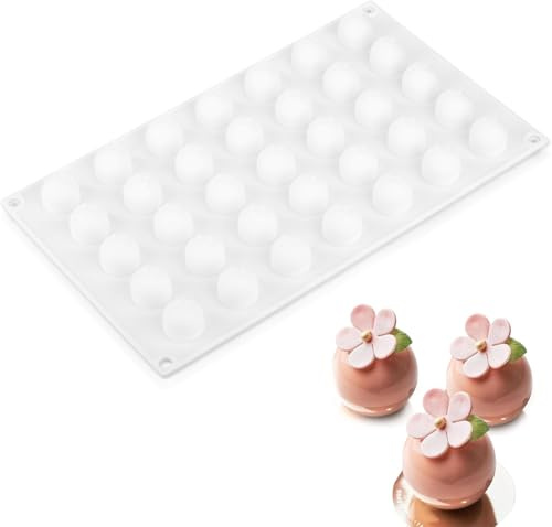 KOMUNJ Pralinenform Silikon Silikonform Schokoladenform Kugelform 35 Löcher Ø 2cm Mini Halbkugelform Silikon Kugelform, Silikonform Pralinen für Eiskugeln Gelee Eiswürfel Bonbons