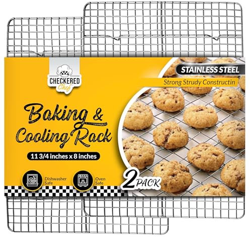 Griglia di raffreddamento (set da 2 pezzi) per cottura e cottura – 20 x 30 cm, in acciaio inox, adatta al forno, per biscotti, pane e pasticceria