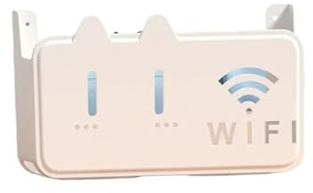 ZFIHAV Router Storage Box WiFi Wireless Router Wall Mounted Storage Box Easy To Install Router Storage Box For Office(White kitten)