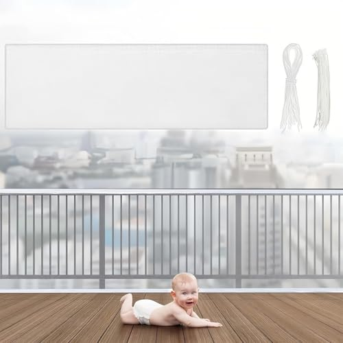 GIUSOBG Red Seguridad Infantil 3mx79cm Malla Protectora Balcon Red Seguridad para Escaleras Robusta y Ajustable para Niños, Mascotas Seguridad Malla (Blanco)