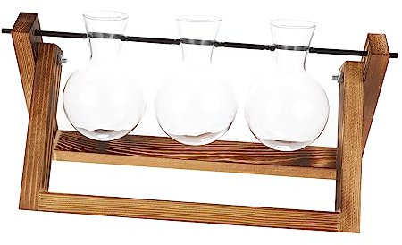 TOYANDONA Desktop Wasserpflanzen Terrarium Mit Holzständer Hydrokultur Vermehrungsstation Glasvase Im 3 Stück Transparent Für Wohnraumdekoration Und Zimmerpflanzen