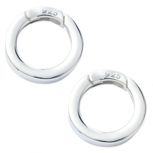 SUNNYCLUE 1 Caja de 2 Piezas de 925 Anillos de Resorte de Plata de Ley con Cierre de Anillo En O, Cierres para Pulseras Y Collares, Cierres Pequeños con Mosquetón, Cierres de Aro A Presión para Hacer