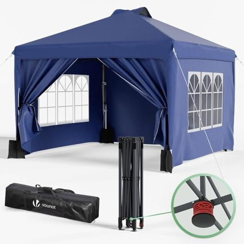 3m x 3m Pop Up Gazebo with Sides 4 Weight Bags Carry Bag Waterproof Marquee Garden Party Tent Outdoor Events Patio Camping Backyard Shade Shelter Blue Canopy