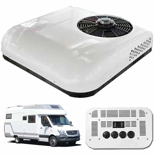 XYEJL Climatiseur De Toit pour Camping-Car DC 12v/24v, Refroidissement à Haute Efficacité Uniquement, Climatiseur De Stationnement ​​Faible Bruit pour Voiture, Camping-Car, Camion,White-24V