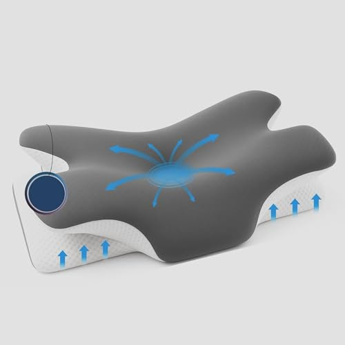 OPSILON® Almohada Cervical de Espuma VISCOELÁSTICA, CÓMODA Y ERGONÓMICA. para ALIVIAR el Dolor de Cuello. con Soporte para el Cabeza/Cuello/Hombro. Color Gris