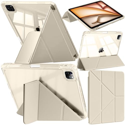 Fodral Kompatibelt med iPad Air 13 Tum M4/M3/M2 (2026/2025/2024), iPad Pro 12.9 2022/2021/2020/2018 med Pennhållare, Stötsäker Klart Skydd, 6-i-1 Y-format Stand, Stjärnglans