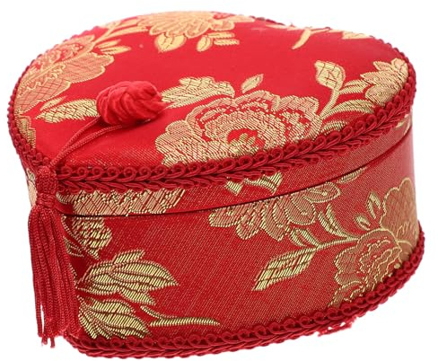 Healvian Elegant Fabric Jewelry Organizer Small Trinket Box Lids Necklace Storage for Bedroom Living