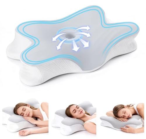 Fwiull Nackenstützkissen, Nackenkissen, Memory Foam Kissen | Ergonomisches Kopfkissen. Orthopädisches Kopfkissen, Pillow Kissen für Seiten, Rücken & Bauchschläfer (1pcs)