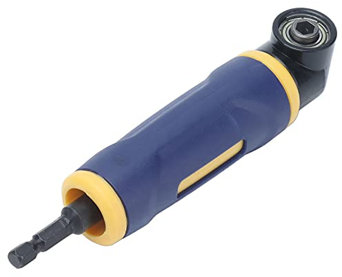 OEBUAFI Precise Right Angle Drill Adaptor Durable 90 Degree Extension Driver for Tightening Screws and Nuts with Powerful Magnet for Electric Drill or Hand Held Wrench Yellow Blue