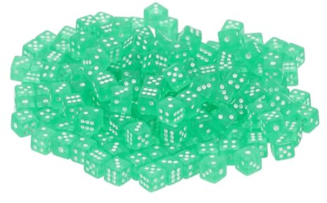 QUARKZMAN 200 Stück Mini Würfel 5mm/0.2 Acryl Kleine Sechsseitige Spielpunkt Quadrat Würfel Bulk Für Tisch Brettspiel Party Aktivitäten Klar Grün/Weiß