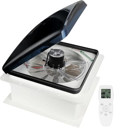 OUTPRIZE Upgraded Remote Control RV Roof Vent Fan, 12V DC 14 Quiet RV Roof Fan with Rain Sensor, 10-Speed, Reversible
