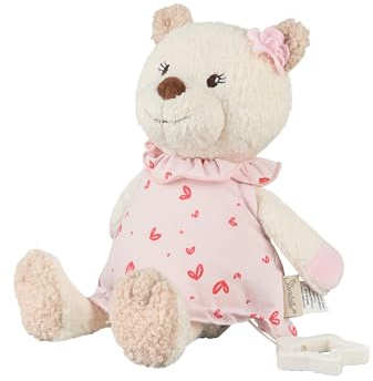 Sterntaler Spieluhr M Bär Betty, Kinder- und Babyspielzeug, kuschliger Flausch und bedrucktes Jersey, herausnehmbares Spielwerk, Sternengriff, Melodie: Brahms Wiegelied, 24×20×9 cm, cremeweiß