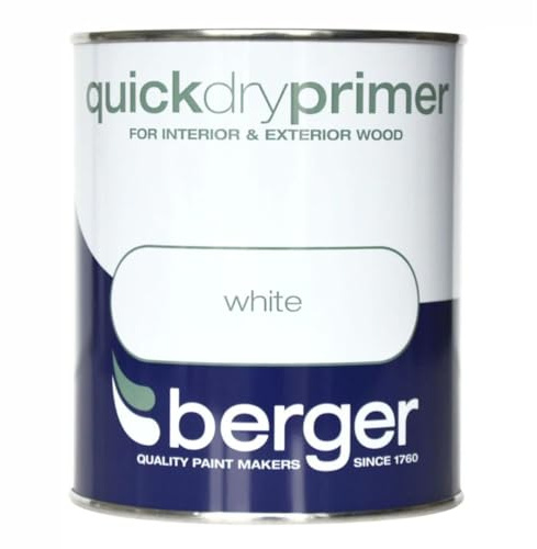 White Quick Dry Primer Paint 750ml | Interior and Exterior Primer for Wood Metal and Masonry | Fast Drying Base Coat for Doors Skirting Boards Walls and Trim