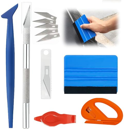 10 PCS Vinyl Wrap Tools Kit, Professional Wallpaper Installation Kit with Felt Squeegee, Trimmer, Cutter and Bubble Smoother for Car Wrapping, Window Tint, Wall Decals